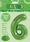 Giant Light Green Number 6 86cm 34” Foil Balloon